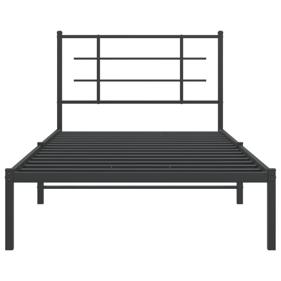 Bedframe Metaal Zwart 107 x 203 cm met hoofdbord