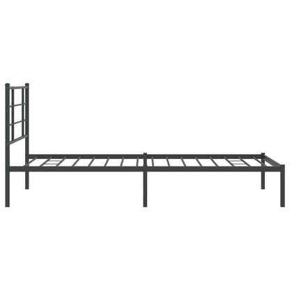 Bedframe Metaal Zwart 107 x 203 cm met hoofdbord