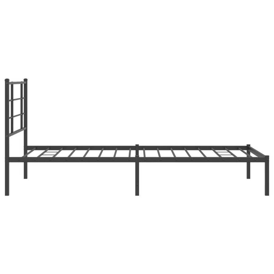 Bedframe Metaal Zwart 107 x 203 cm met hoofdbord