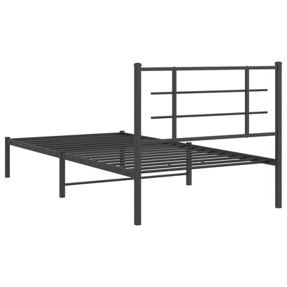Bedframe Metaal Zwart 107 x 203 cm met hoofdbord