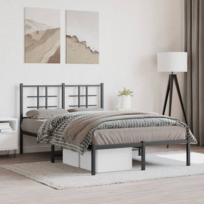 Bedframe Metaal Zwart 120 x 190 cm met hoofdbord