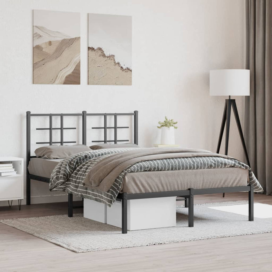 Bedframe Metaal Zwart 120 x 190 cm met hoofdbord