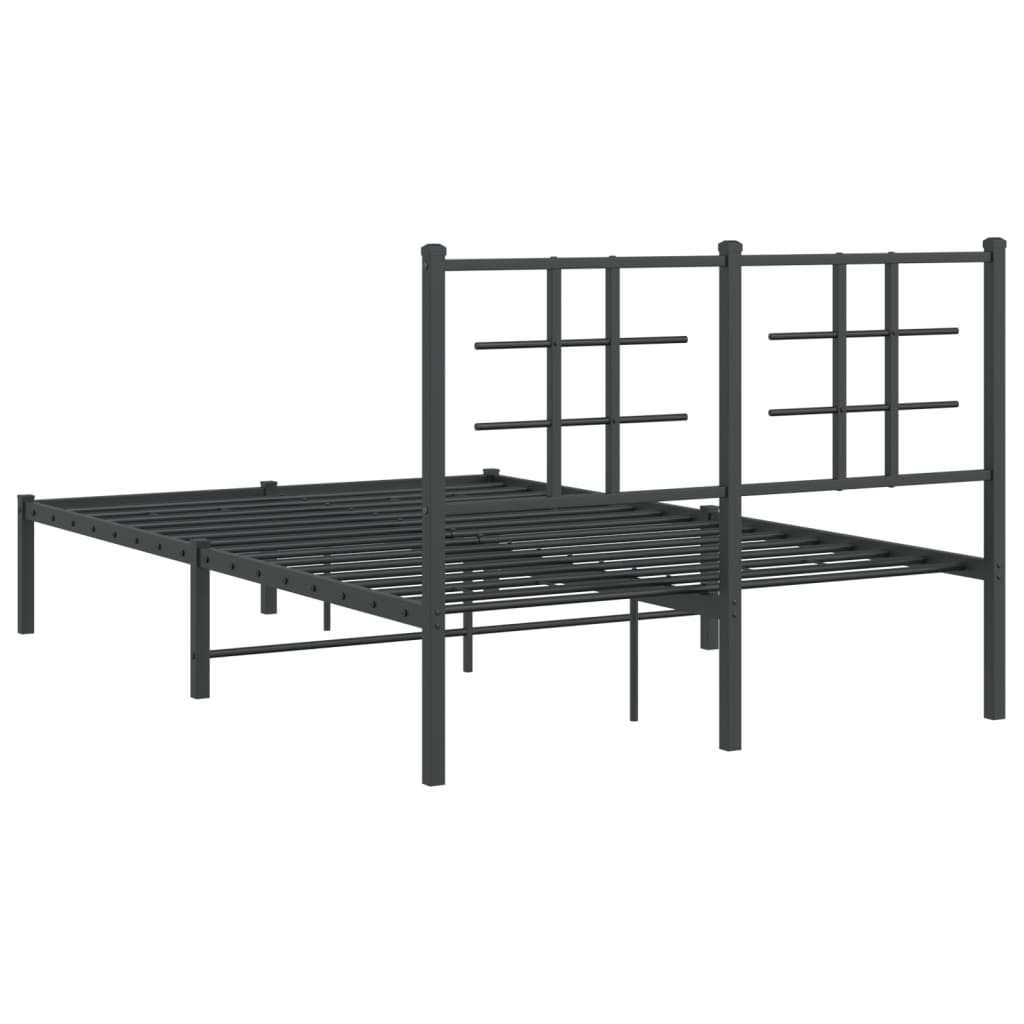 Bedframe Metaal Zwart 120 x 190 cm met hoofdbord