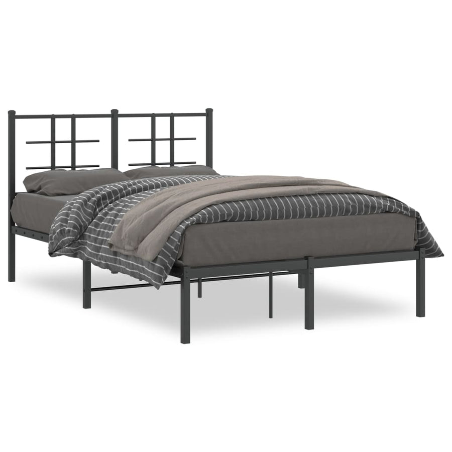 Bedframe Metaal Zwart 120 x 190 cm met hoofdbord