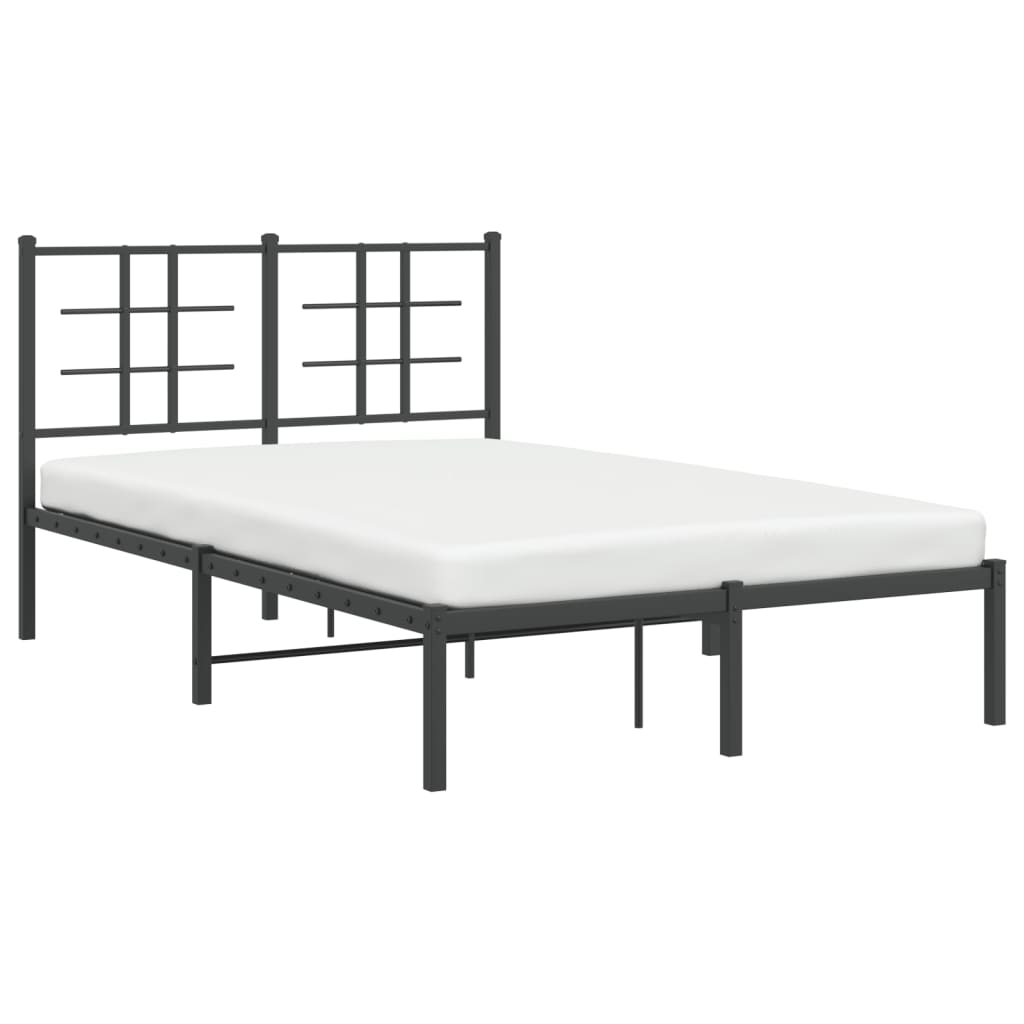 Bedframe met hoofdbord metaal zwart 120x200 cm 120 x 200 cm Zwart met hoofdbord