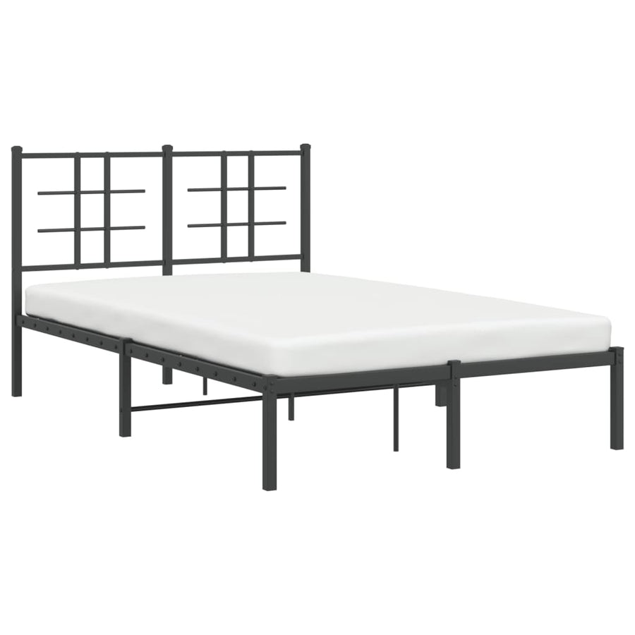 Bedframe met hoofdbord metaal zwart 120x200 cm 120 x 200 cm Zwart met hoofdbord