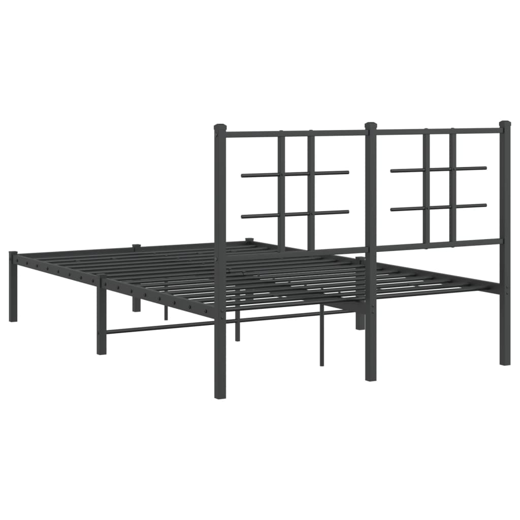 Bedframe met hoofdbord metaal zwart 120x200 cm 120 x 200 cm Zwart met hoofdbord