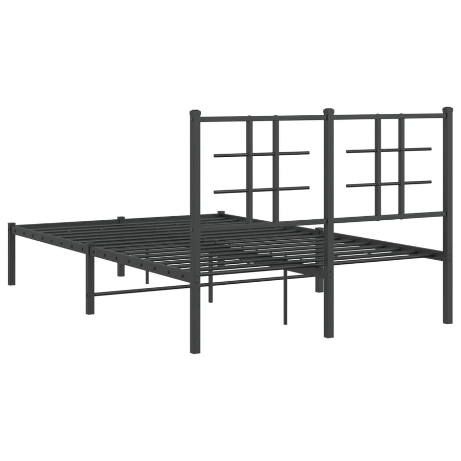 Bedframe met hoofdbord metaal zwart 120x200 cm 120 x 200 cm Zwart met hoofdbord