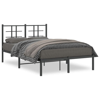 Bedframe met hoofdbord metaal zwart 120x200 cm 120 x 200 cm Zwart met hoofdbord