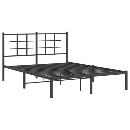 Bedframe met hoofdbord metaal zwart 140x200 cm 140 x 200 cm Zwart met hoofdbord