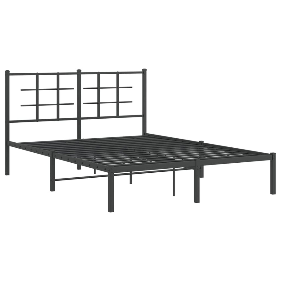 Bedframe met hoofdbord metaal zwart 140x200 cm 140 x 200 cm Zwart met hoofdbord