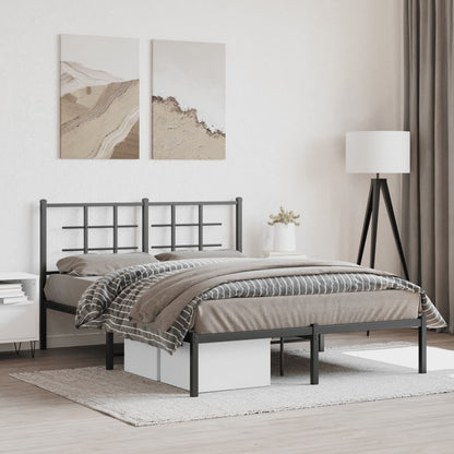 Bedframe met hoofdbord metaal zwart 140x200 cm 140 x 200 cm Zwart met hoofdbord