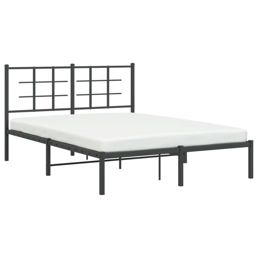Bedframe met hoofdbord metaal zwart 140x200 cm 140 x 200 cm Zwart met hoofdbord