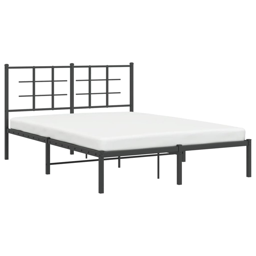 Bedframe met hoofdbord metaal zwart 140x200 cm 140 x 200 cm Zwart met hoofdbord