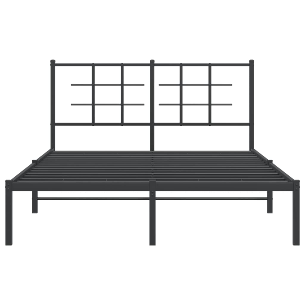 Bedframe met hoofdbord metaal zwart 140x200 cm 140 x 200 cm Zwart met hoofdbord
