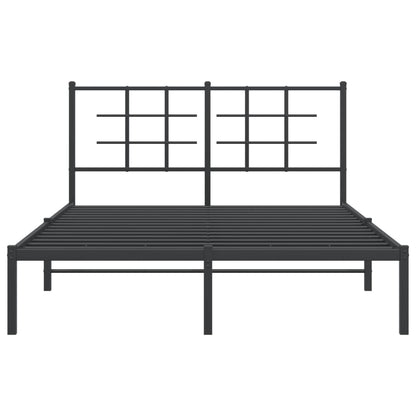 Bedframe met hoofdbord metaal zwart 140x200 cm 140 x 200 cm Zwart met hoofdbord