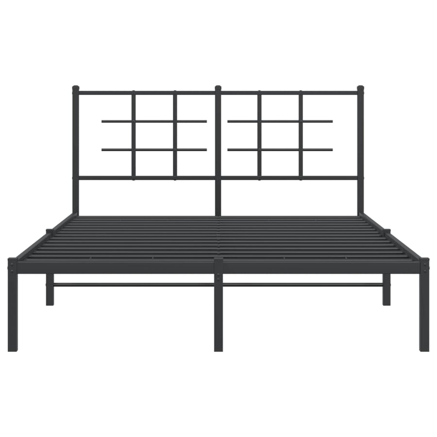 Bedframe met hoofdbord metaal zwart 140x200 cm 140 x 200 cm Zwart met hoofdbord