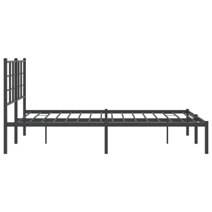 Bedframe met hoofdbord metaal zwart 140x200 cm 140 x 200 cm Zwart met hoofdbord