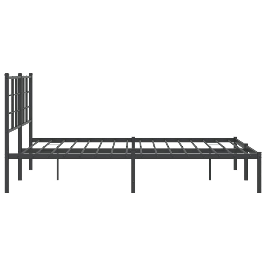 Bedframe met hoofdbord metaal zwart 140x200 cm 140 x 200 cm Zwart met hoofdbord