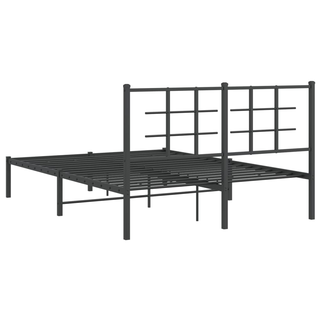 Bedframe met hoofdbord metaal zwart 140x200 cm 140 x 200 cm Zwart met hoofdbord