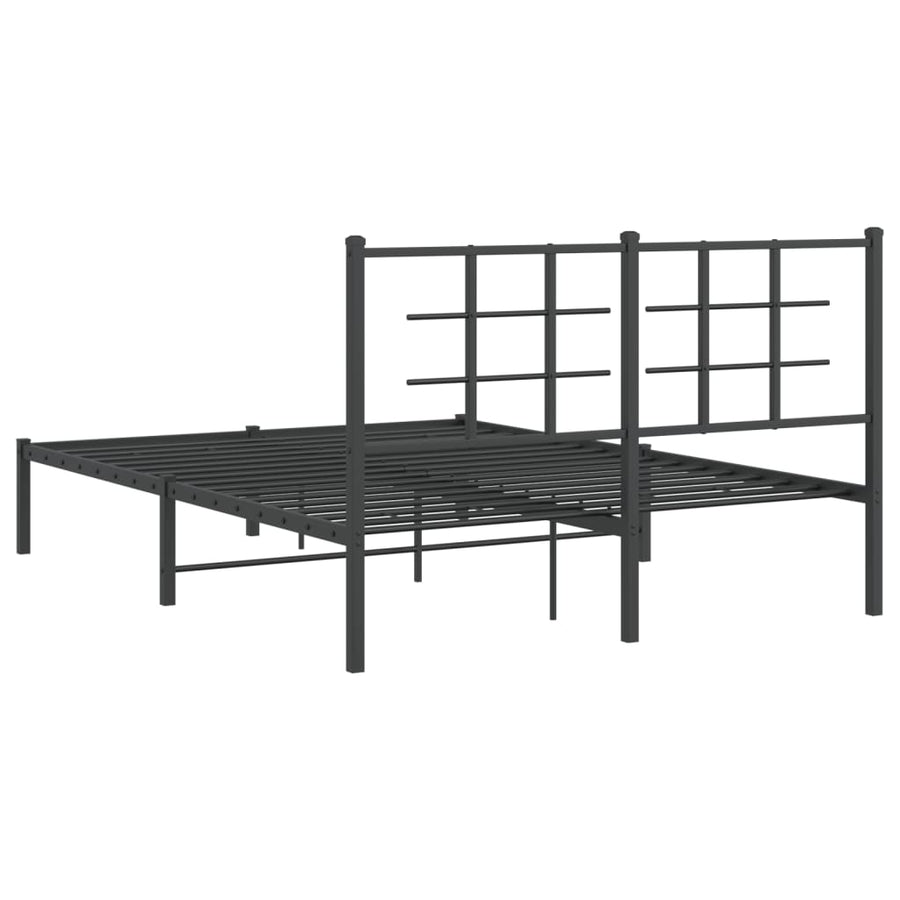 Bedframe met hoofdbord metaal zwart 140x200 cm 140 x 200 cm Zwart met hoofdbord
