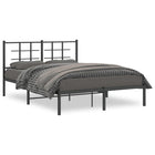 Bedframe metaal zwart 140x200 cm met hoofdbord
