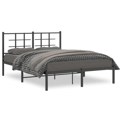 Bedframe met hoofdbord metaal zwart 140x200 cm 140 x 200 cm Zwart met hoofdbord