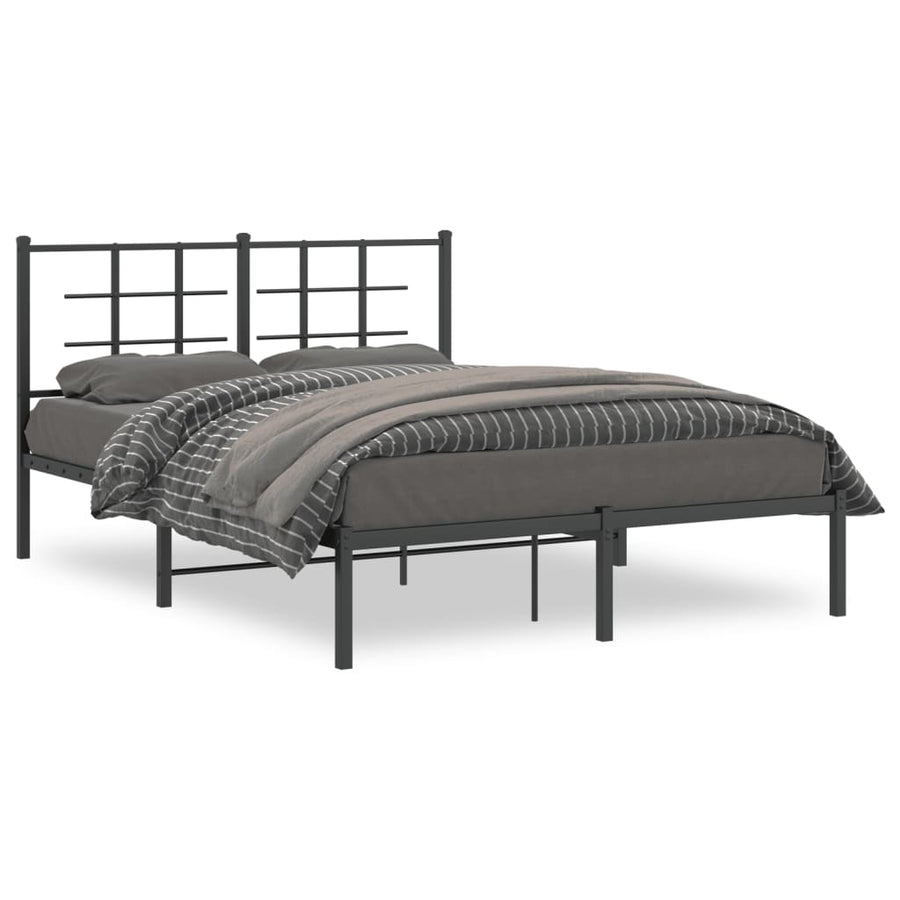 Bedframe met hoofdbord metaal zwart 140x200 cm 140 x 200 cm Zwart met hoofdbord