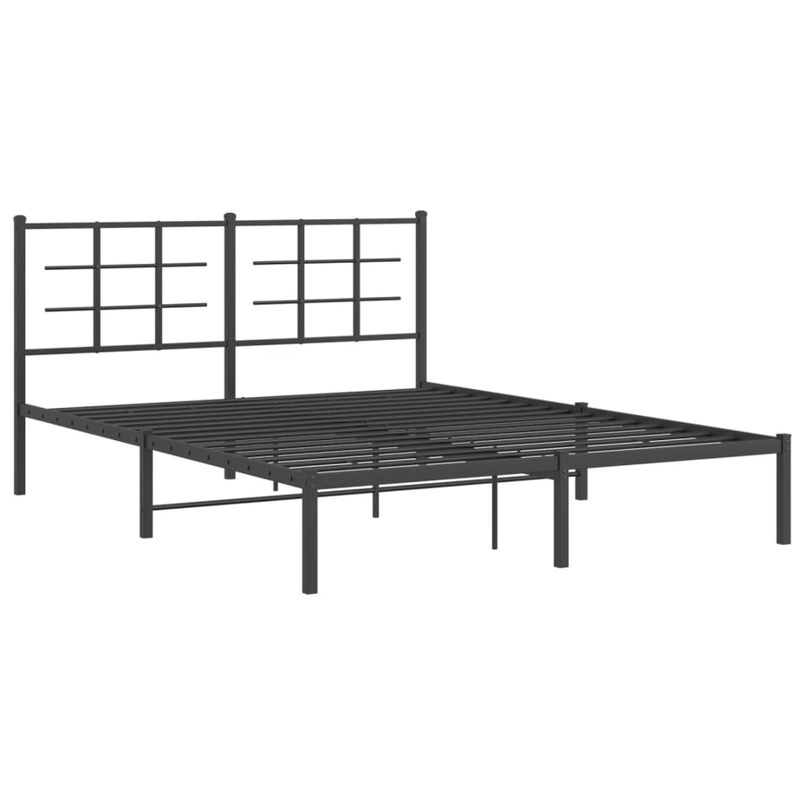 Bedframe met hoofdbord metaal zwart 150x200 cm 150 x 200 cm Zwart met hoofdbord