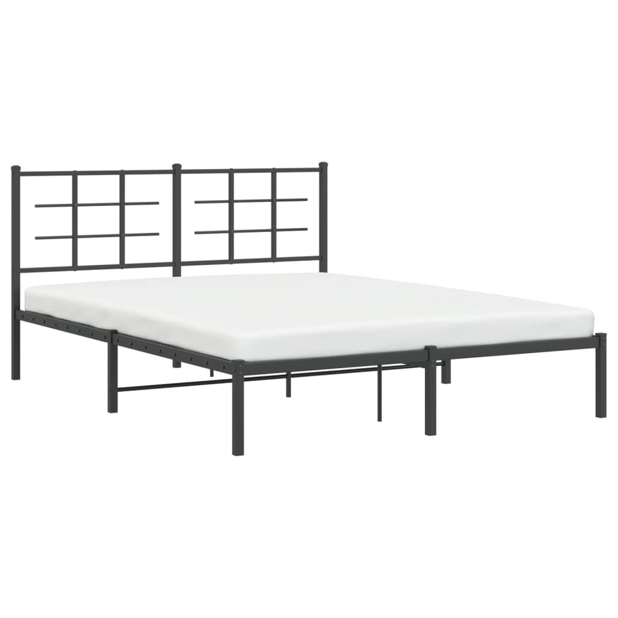 Bedframe met hoofdbord metaal zwart 150x200 cm 150 x 200 cm Zwart met hoofdbord