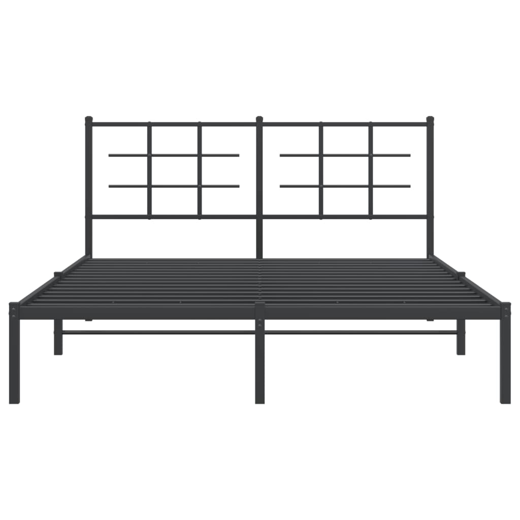 Bedframe met hoofdbord metaal zwart 150x200 cm 150 x 200 cm Zwart met hoofdbord