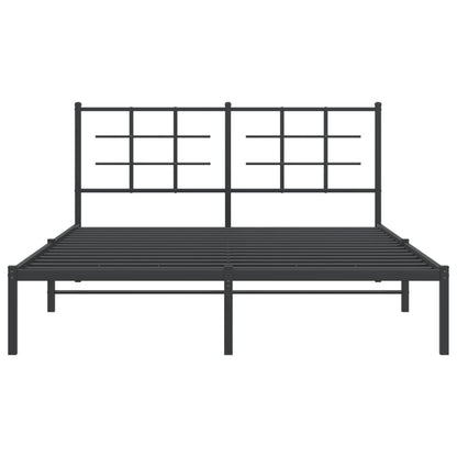 Bedframe met hoofdbord metaal zwart 150x200 cm 150 x 200 cm Zwart met hoofdbord
