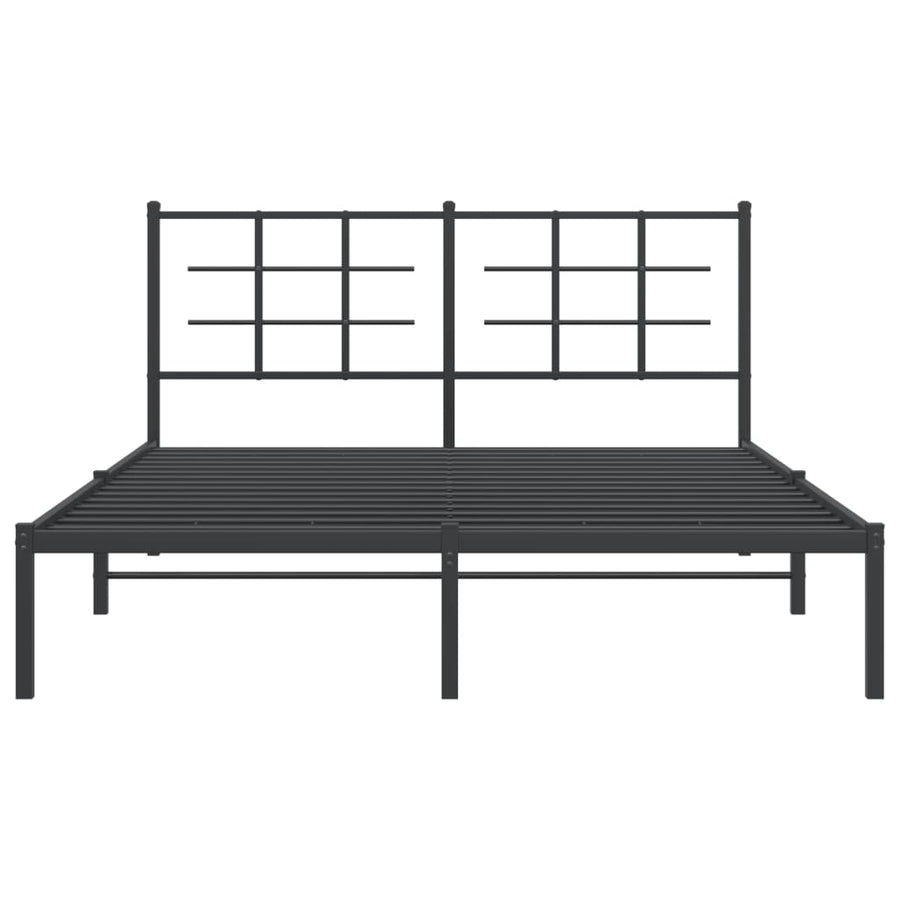 Bedframe met hoofdbord metaal zwart 150x200 cm 150 x 200 cm Zwart met hoofdbord