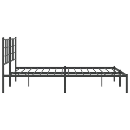 Bedframe met hoofdbord metaal zwart 150x200 cm 150 x 200 cm Zwart met hoofdbord