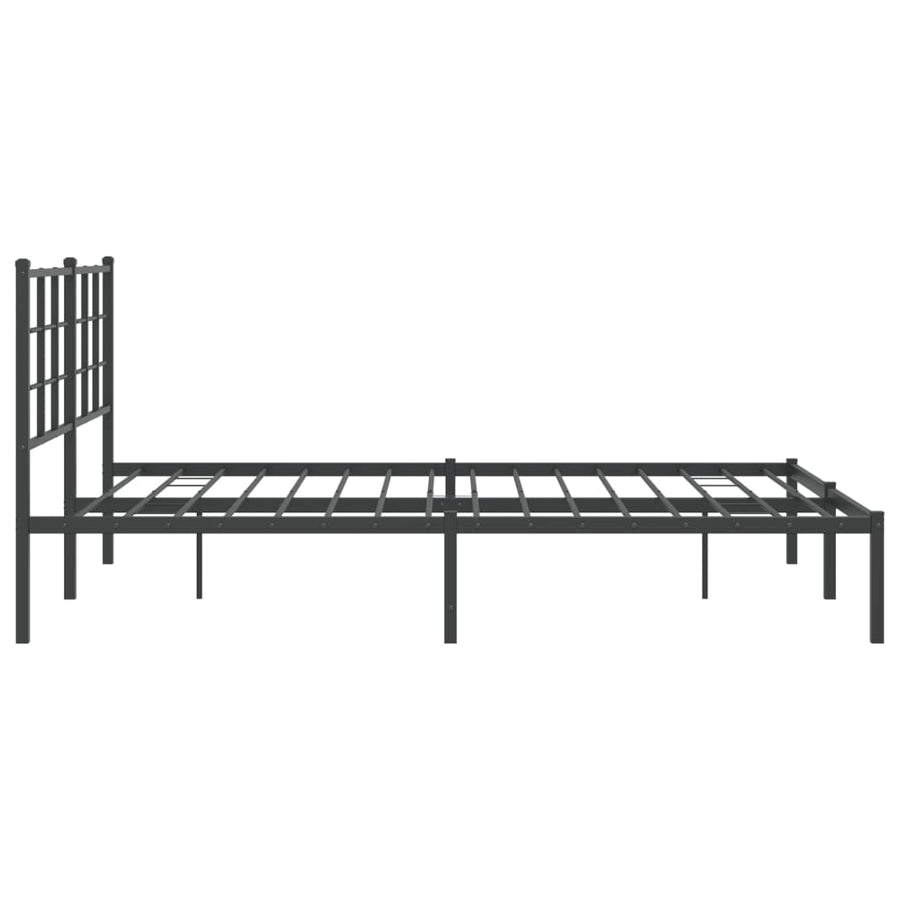 Bedframe met hoofdbord metaal zwart 150x200 cm 150 x 200 cm Zwart met hoofdbord