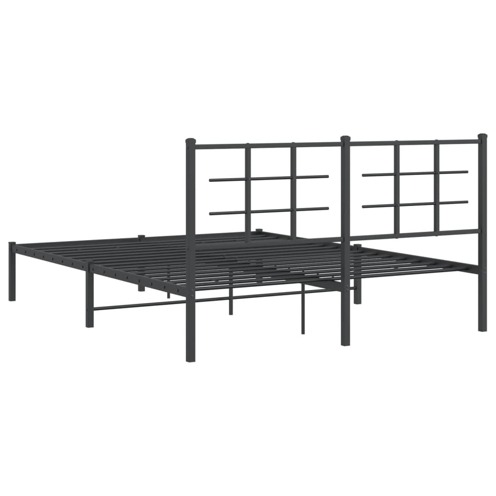 Bedframe met hoofdbord metaal zwart 150x200 cm 150 x 200 cm Zwart met hoofdbord