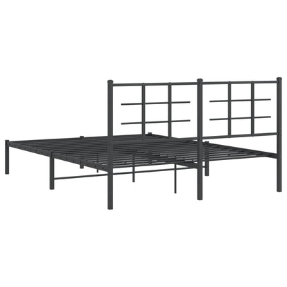 Bedframe met hoofdbord metaal zwart 150x200 cm 150 x 200 cm Zwart met hoofdbord