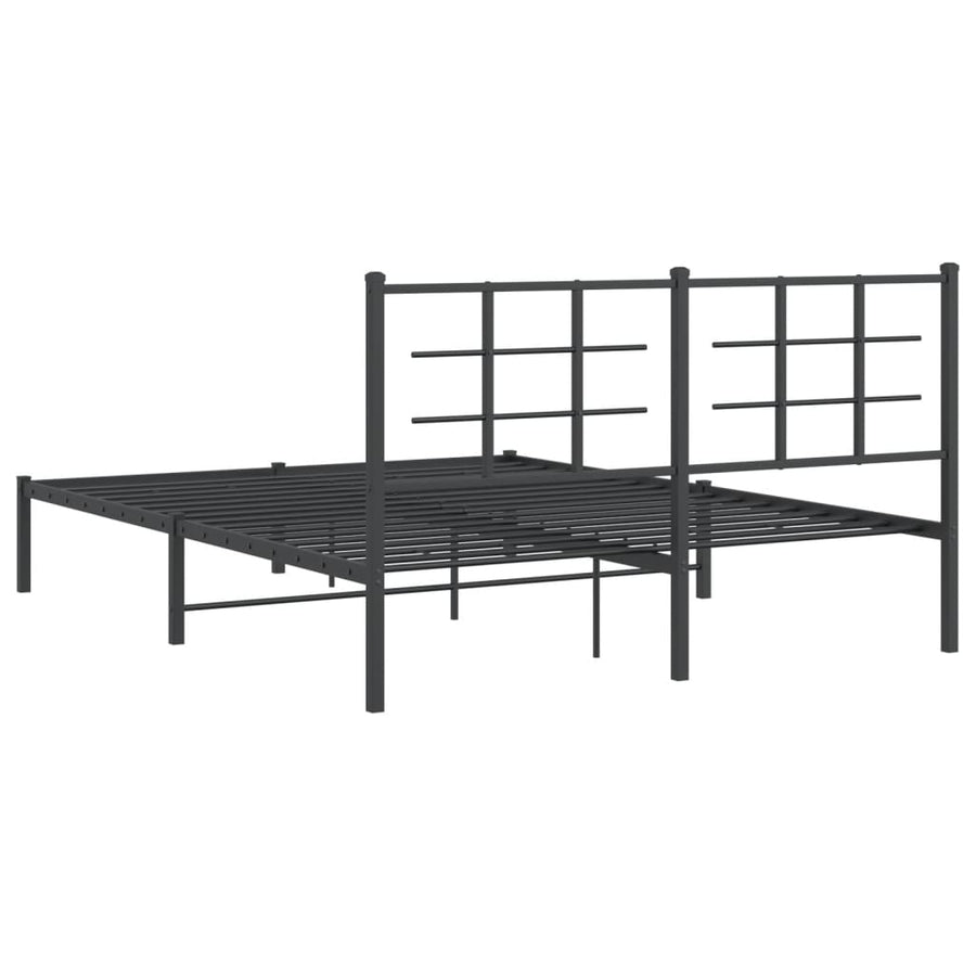 Bedframe met hoofdbord metaal zwart 150x200 cm 150 x 200 cm Zwart met hoofdbord