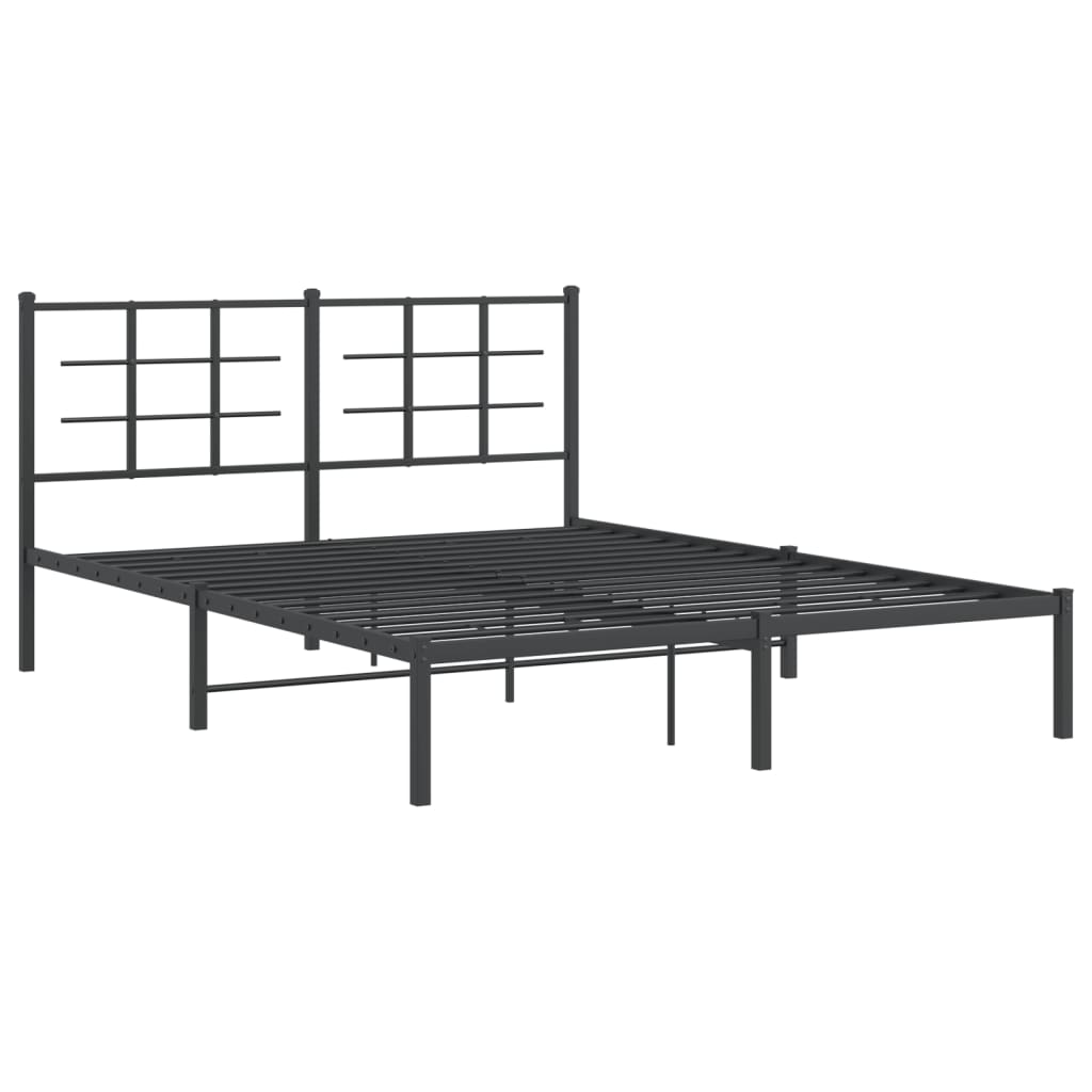 Bedframe met hoofdbord metaal zwart 160x200 cm 160 x 200 cm Zwart met hoofdbord
