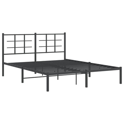Bedframe met hoofdbord metaal zwart 160x200 cm 160 x 200 cm Zwart met hoofdbord