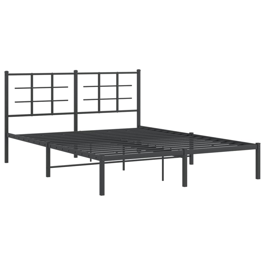 Bedframe met hoofdbord metaal zwart 160x200 cm 160 x 200 cm Zwart met hoofdbord