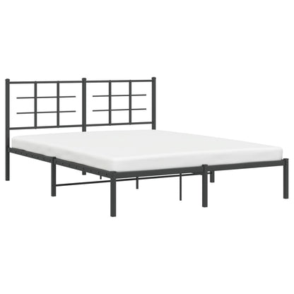 Bedframe met hoofdbord metaal zwart 160x200 cm 160 x 200 cm Zwart met hoofdbord