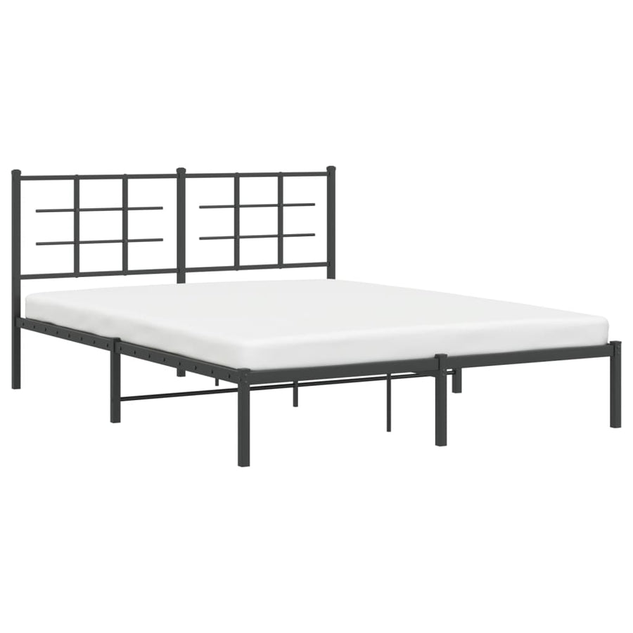 Bedframe met hoofdbord metaal zwart 160x200 cm 160 x 200 cm Zwart met hoofdbord