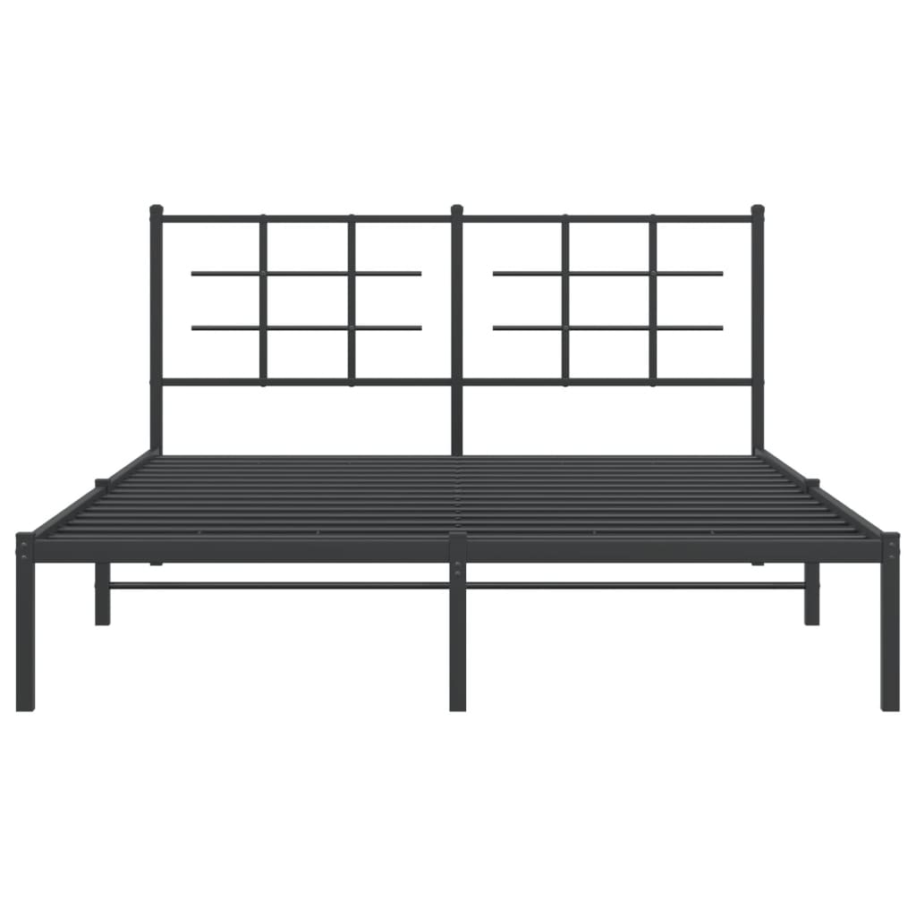 Bedframe met hoofdbord metaal zwart 160x200 cm 160 x 200 cm Zwart met hoofdbord