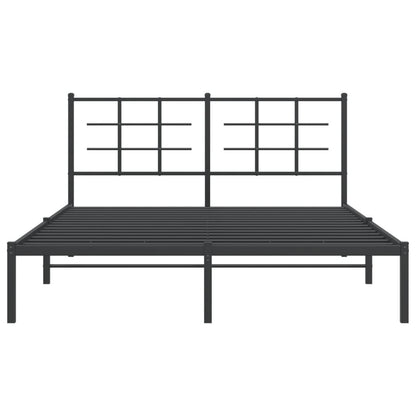 Bedframe met hoofdbord metaal zwart 160x200 cm 160 x 200 cm Zwart met hoofdbord