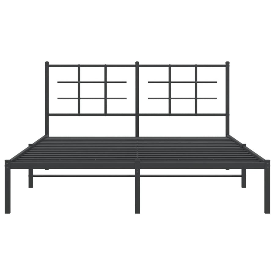 Bedframe met hoofdbord metaal zwart 160x200 cm 160 x 200 cm Zwart met hoofdbord