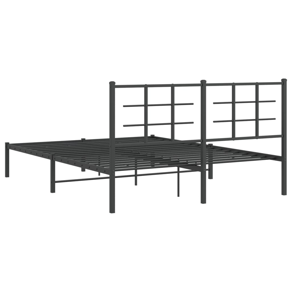 Bedframe met hoofdbord metaal zwart 160x200 cm 160 x 200 cm Zwart met hoofdbord