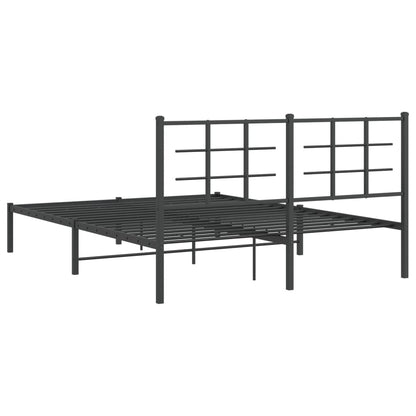 Bedframe met hoofdbord metaal zwart 160x200 cm 160 x 200 cm Zwart met hoofdbord