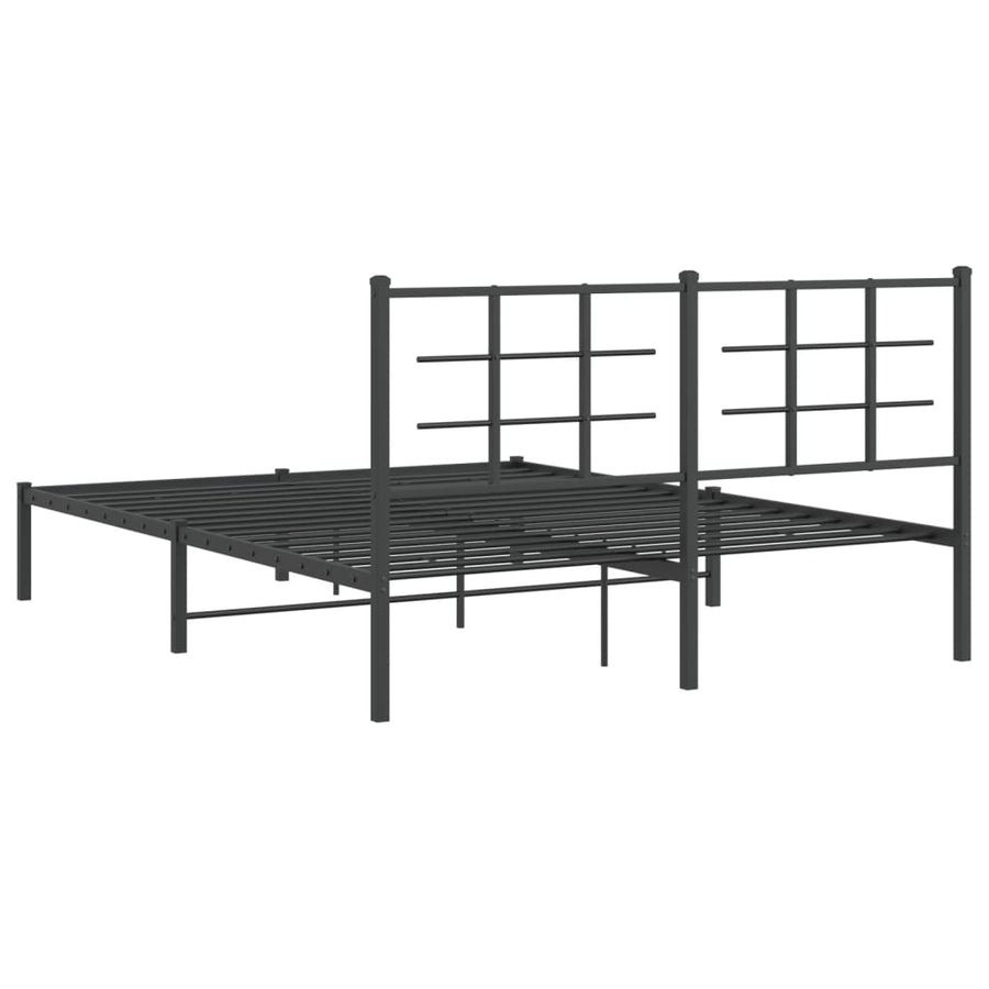 Bedframe met hoofdbord metaal zwart 160x200 cm 160 x 200 cm Zwart met hoofdbord