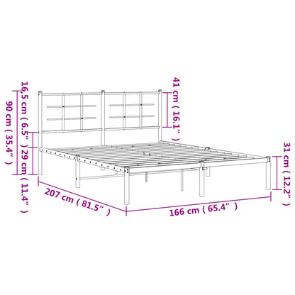 Bedframe met hoofdbord metaal zwart 160x200 cm 160 x 200 cm Zwart met hoofdbord